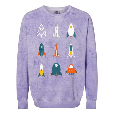 Types of Space Rockets Astronaut Gift Colorblast Crewneck Sweatshirt