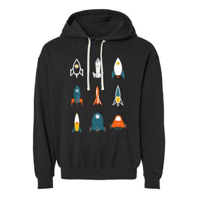 Types of Space Rockets Astronaut Gift Garment-Dyed Fleece Hoodie