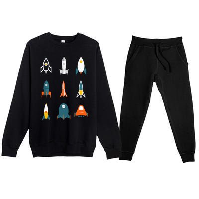 Types of Space Rockets Astronaut Gift Premium Crewneck Sweatsuit Set