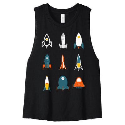 Types of Space Rockets Astronaut Gift Women's Racerback Cropped Tank