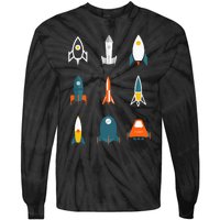 Types of Space Rockets Astronaut Gift Tie-Dye Long Sleeve Shirt