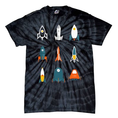 Types of Space Rockets Astronaut Gift Tie-Dye T-Shirt