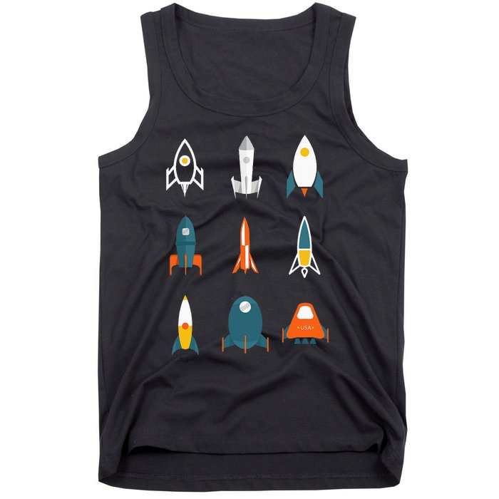 Types of Space Rockets Astronaut Gift Tank Top