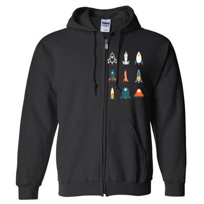 Types of Space Rockets Astronaut Gift Full Zip Hoodie