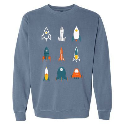 Types of Space Rockets Astronaut Gift Garment-Dyed Sweatshirt