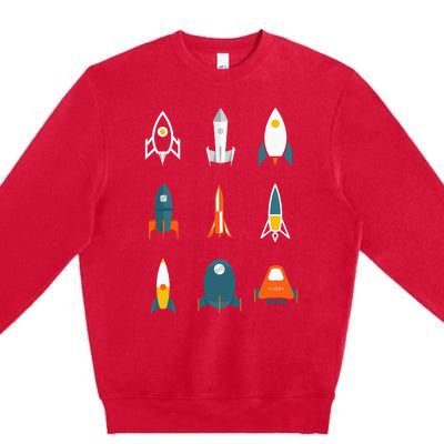 Types of Space Rockets Astronaut Gift Premium Crewneck Sweatshirt