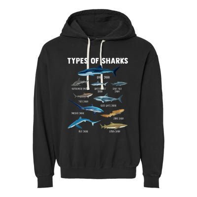 Types Of Sharks Shark Garment-Dyed Fleece Hoodie