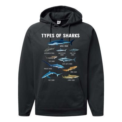 Types Of Sharks Shark Performance Fleece Hoodie