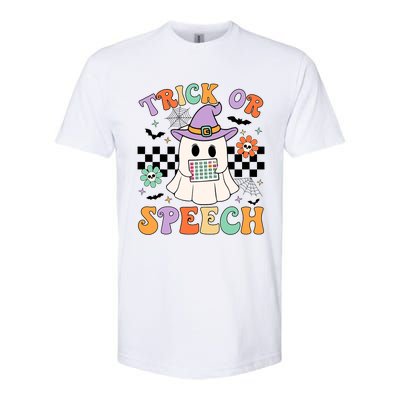 Trick Or Speech Retro Slp Halloween Speech Therapy Halloween Cute Ghost Softstyle® CVC T-Shirt