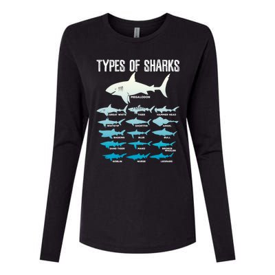 Types Of Sharks Marine Biologist 16 Shark Lovers Gift Womens Cotton Relaxed Long Sleeve T-Shirt