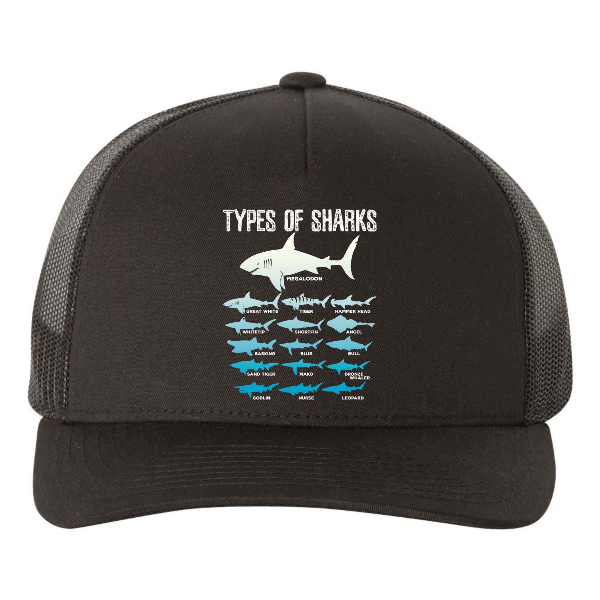 Types Of Sharks Marine Biologist 16 Shark Lovers Gift Yupoong Adult 5-Panel Trucker Hat