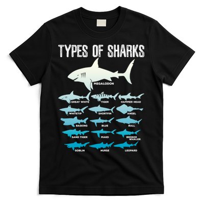 Types Of Sharks Marine Biologist 16 Shark Lovers Gift T-Shirt
