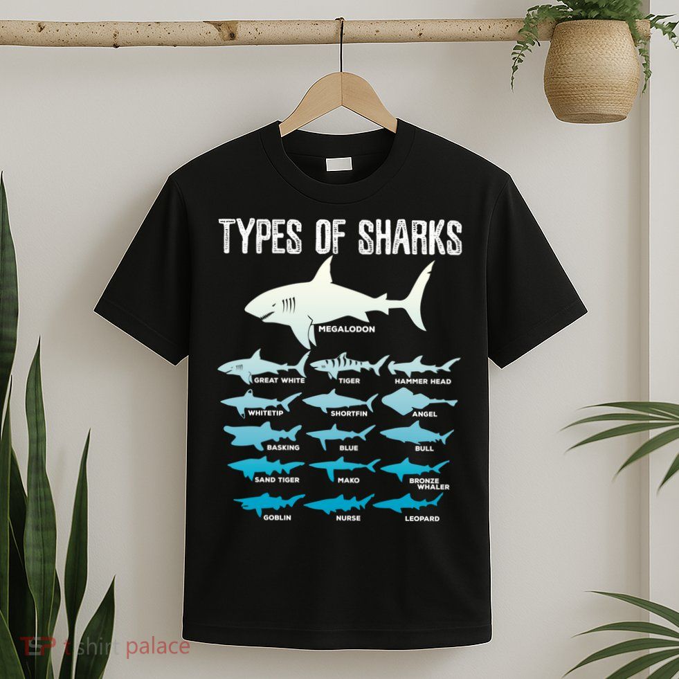 Types Of Sharks Marine Biologist 16 Shark Lovers Gift T-Shirt