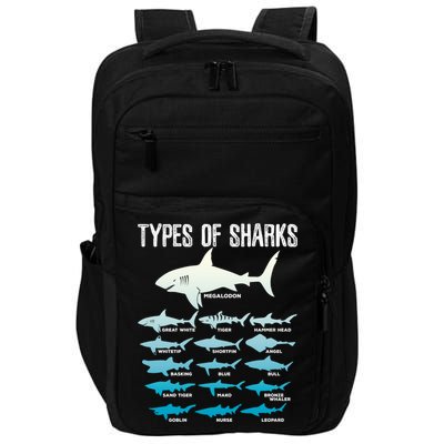 Types Of Sharks Marine Biologist 16 Shark Lovers Gift Impact Tech Backpack