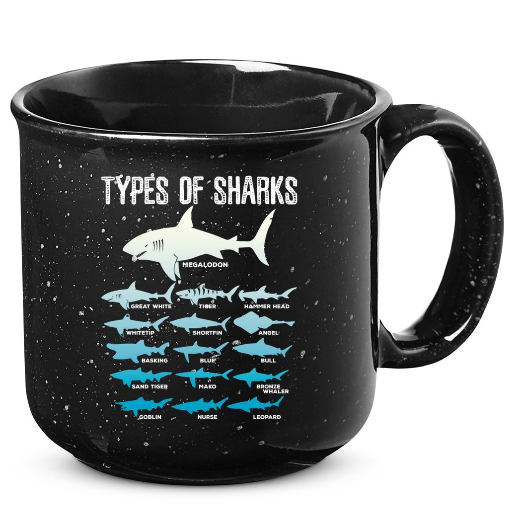 Types Of Sharks Marine Biologist 16 Shark Lovers Gift 15oz Campfire Ceramic Mug