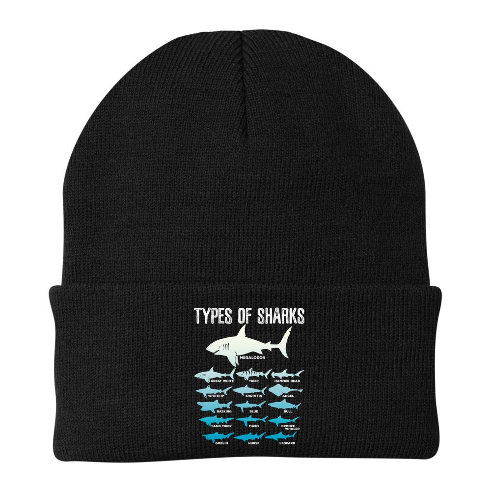 Types Of Sharks Marine Biologist 16 Shark Lovers Gift Beanie