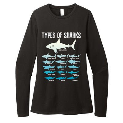 Types Of Sharks Marine Biologist 16 Shark Lovers Gift Womens CVC Long Sleeve Shirt