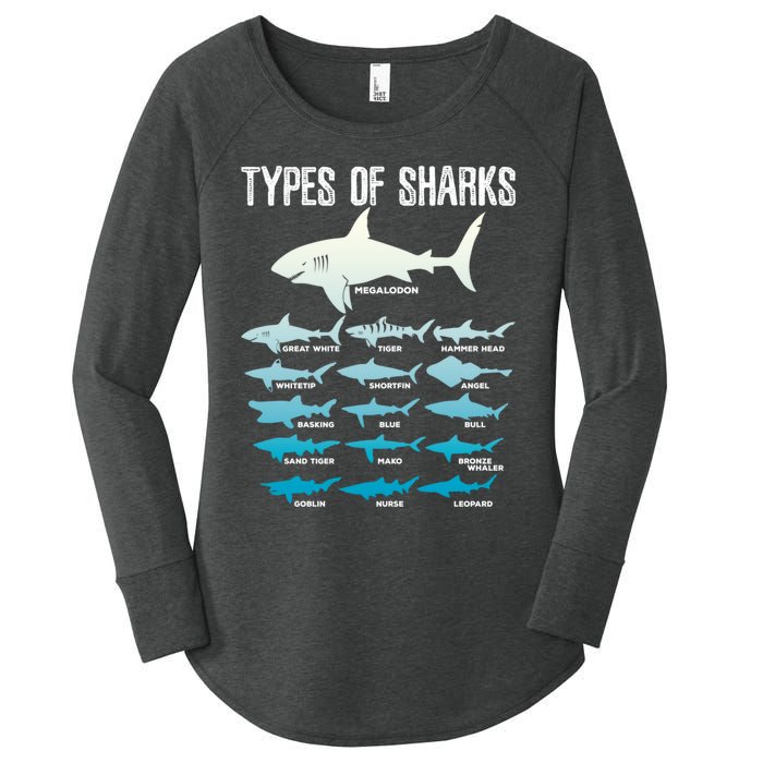 Types Of Sharks Marine Biologist 16 Shark Lovers Gift Women's Perfect Tri Tunic Long Sleeve Shirt