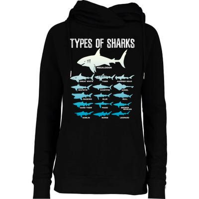 Types Of Sharks Marine Biologist 16 Shark Lovers Gift Womens Funnel Neck Pullover Hood