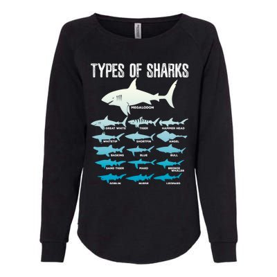 Types Of Sharks Marine Biologist 16 Shark Lovers Gift Womens California Wash Sweatshirt