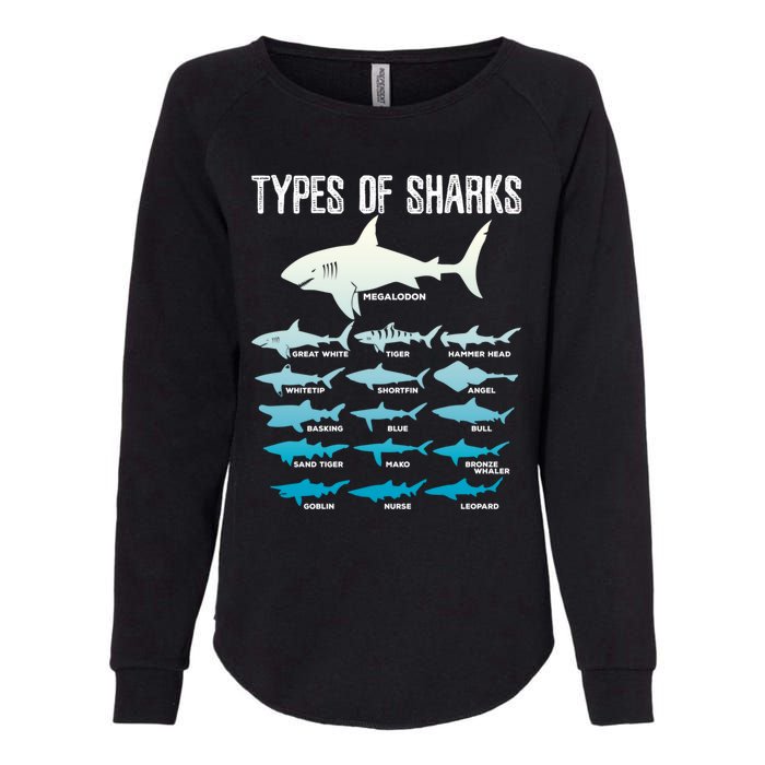 Types Of Sharks Marine Biologist 16 Shark Lovers Gift Womens California Wash Sweatshirt