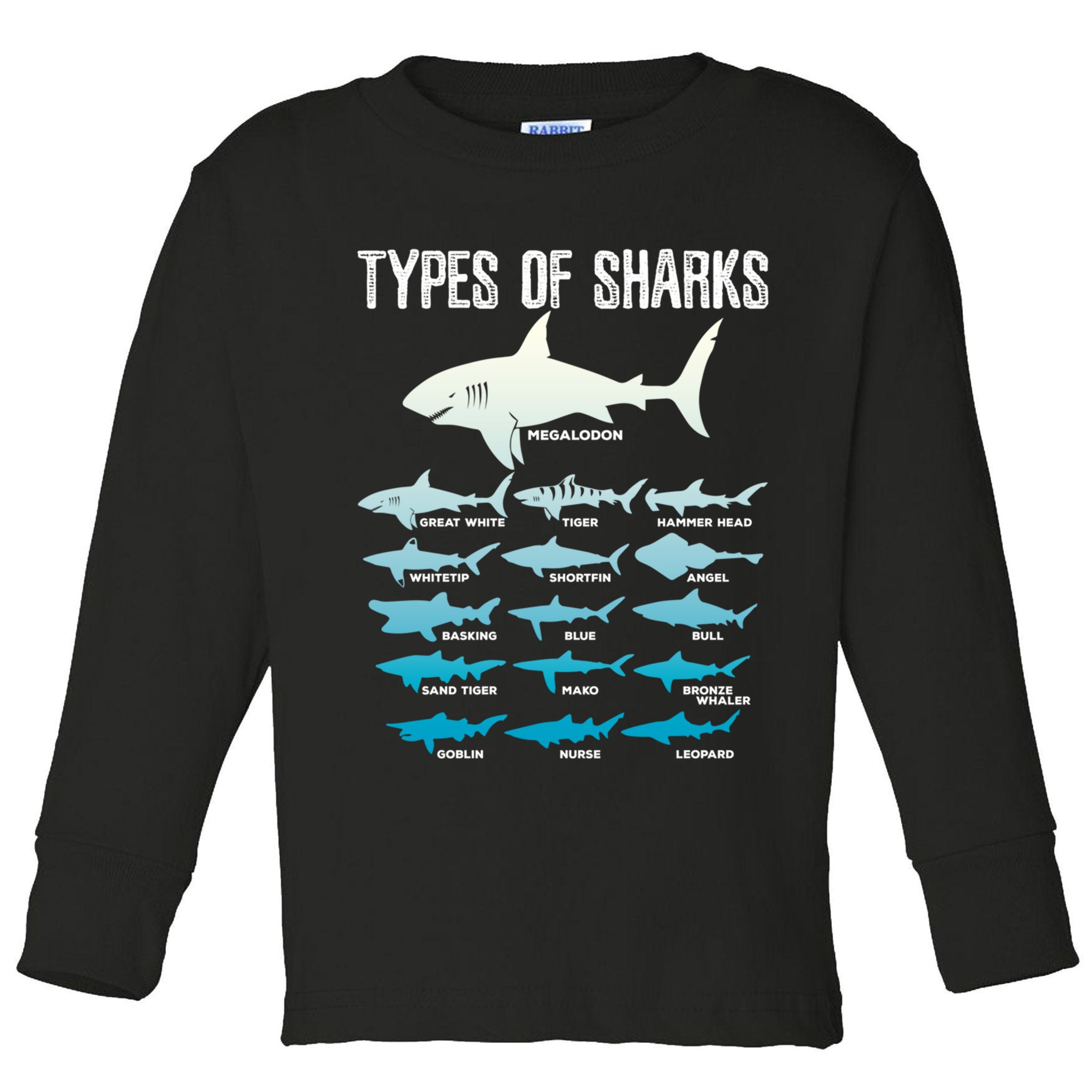 Types Of Sharks Marine Biologist 16 Shark Lovers Gift Toddler Long Sleeve Shirt
