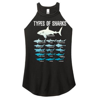 Types Of Sharks Marine Biologist 16 Shark Lovers Gift Women's Perfect Tri Rocker Tank