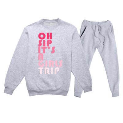 Trip Oh Sip It's A Trip Vacation Group Matching Premium Crewneck Sweatsuit Set