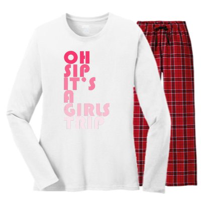 Trip Oh Sip It's A Trip Vacation Group Matching Women's Long Sleeve Flannel Pajama Set 