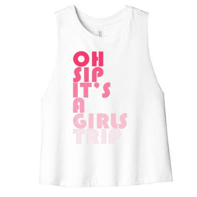 Trip Oh Sip It's A Trip Vacation Group Matching Women's Racerback Cropped Tank