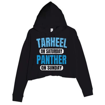 Tarheel on Saturday Panther on Sunday Fan Funny Vintage Crop Fleece Hoodie