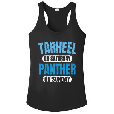 Tarheel on Saturday Panther on Sunday Fan Funny Vintage Ladies PosiCharge Competitor Racerback Tank