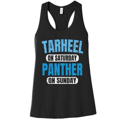 Tarheel on Saturday Panther on Sunday Fan Funny Vintage Women's Racerback Tank