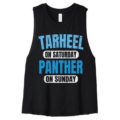 Tarheel on Saturday Panther on Sunday Fan Funny Vintage Women's Racerback Cropped Tank