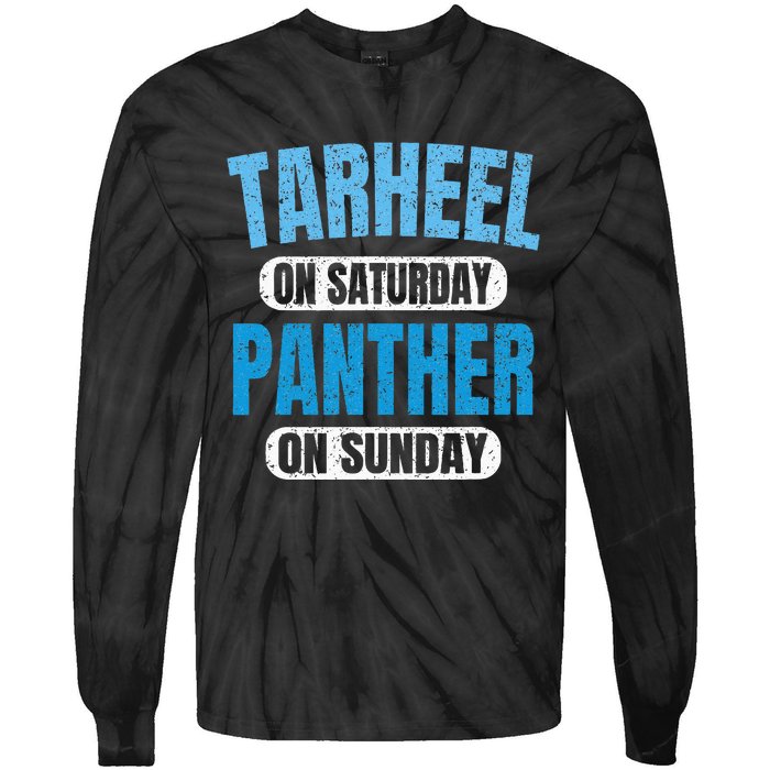 Tarheel on Saturday Panther on Sunday Fan Funny Vintage Tie-Dye Long Sleeve Shirt