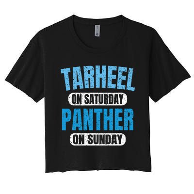 Tarheel on Saturday Panther on Sunday Fan Funny Vintage Women's Crop Top Tee