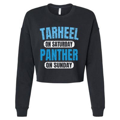 Tarheel on Saturday Panther on Sunday Fan Funny Vintage Cropped Pullover Crew