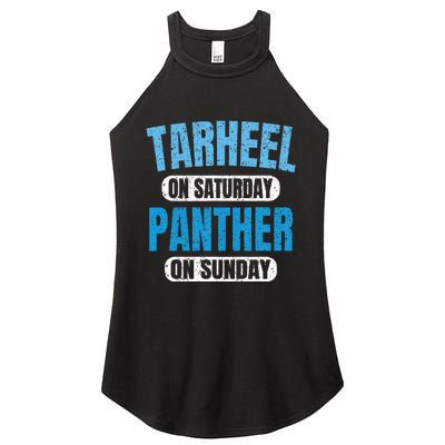 Tarheel on Saturday Panther on Sunday Fan Funny Vintage Women's Perfect Tri Rocker Tank