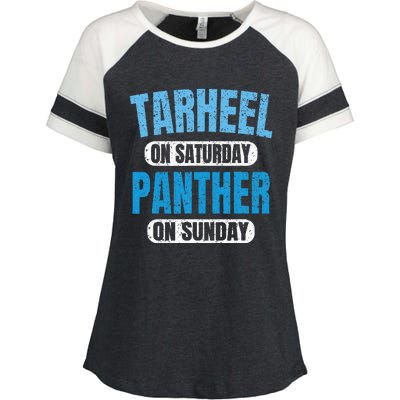 Tarheel on Saturday Panther on Sunday Fan Funny Vintage Enza Ladies Jersey Colorblock Tee