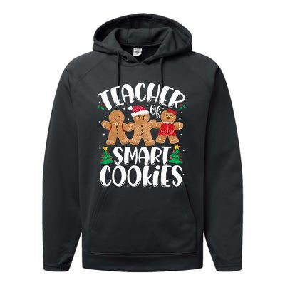 Teacher Of Smart Cookies Gingerbread Christmas Teachers Performance Fleece Hoodie