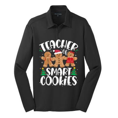 Teacher Of Smart Cookies Gingerbread Christmas Teachers Silk Touch Performance Long Sleeve Polo