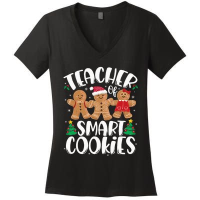 Teacher Of Smart Cookies Gingerbread Christmas Teachers Women's V-Neck T-Shirt