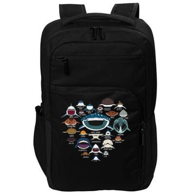 Types Of Shark Identification Shark Faces Tee Marine Biology Impact Tech Backpack