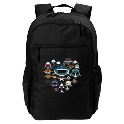 Types Of Shark Identification Shark Faces Tee Marine Biology Daily Commute Backpack