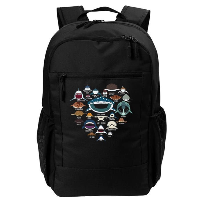 Types Of Shark Identification Shark Faces Tee Marine Biology Daily Commute Backpack