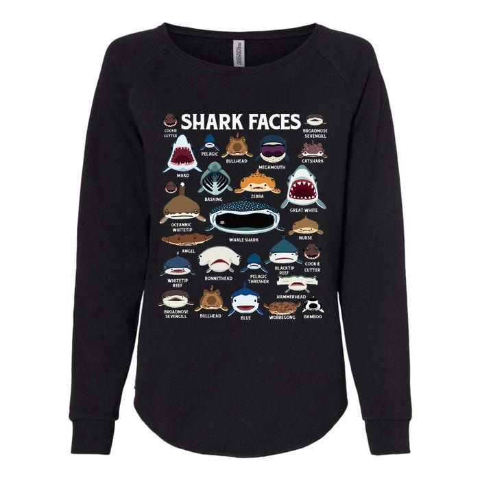 Types Of Sharks Faces Identification Birthday School Womens California Wash Sweatshirt