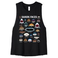 Types Of Sharks Faces Identification Birthday School Women's Racerback Cropped Tank