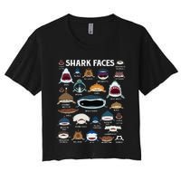 Types Of Sharks Faces Identification Birthday School Women's Crop Top Tee