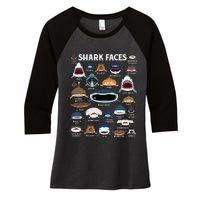 Types Of Sharks Faces Identification Birthday School Women's Tri-Blend 3/4-Sleeve Raglan Shirt