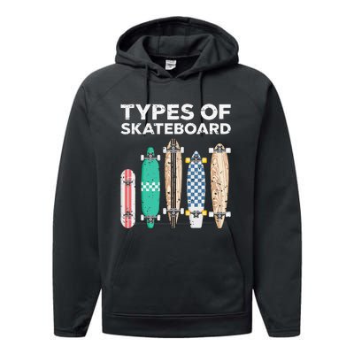 Types of skateboards skateboarding skating Performance Fleece Hoodie